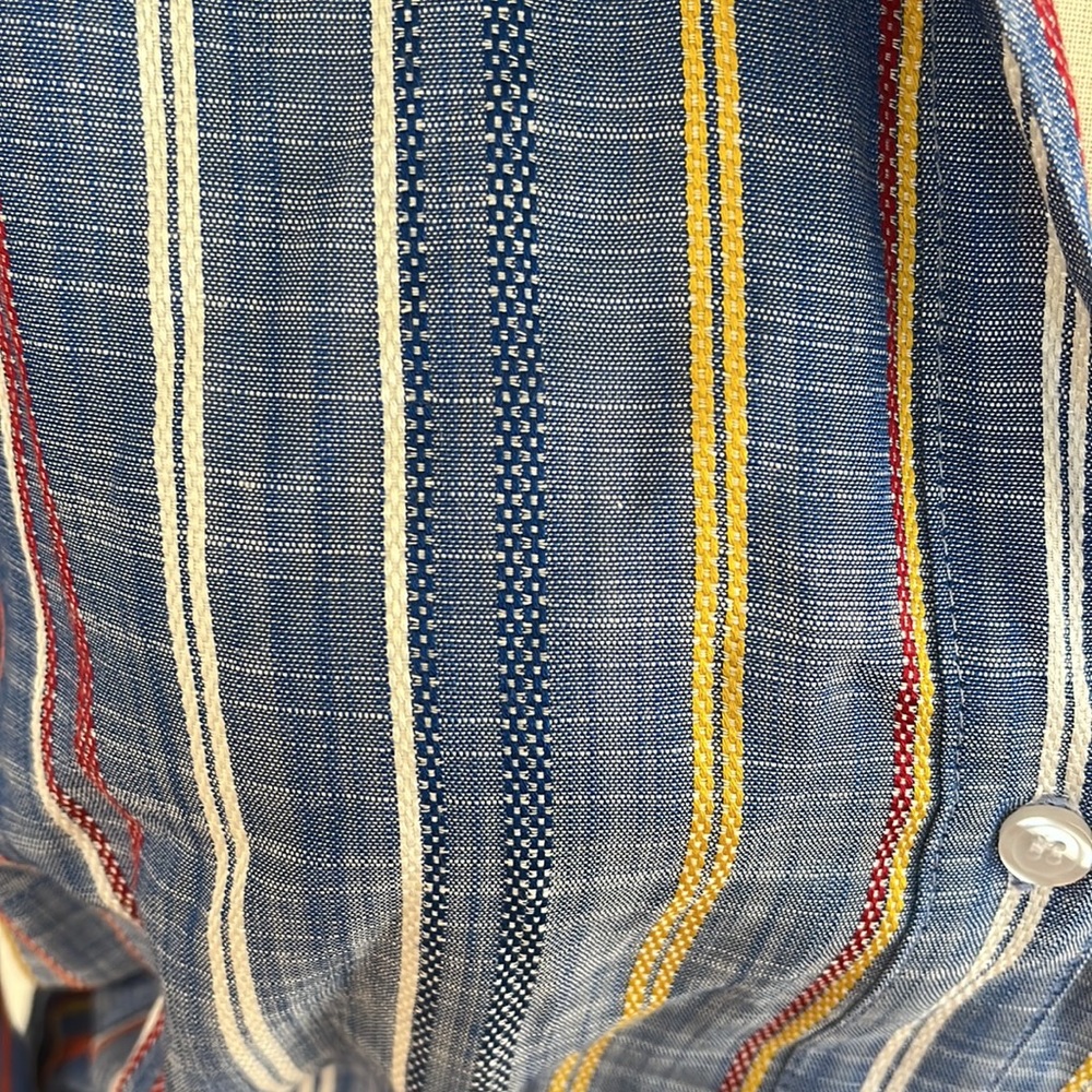 NEW! Finley blue multi color stripe shirt dress size XS - Picture 3 of 10